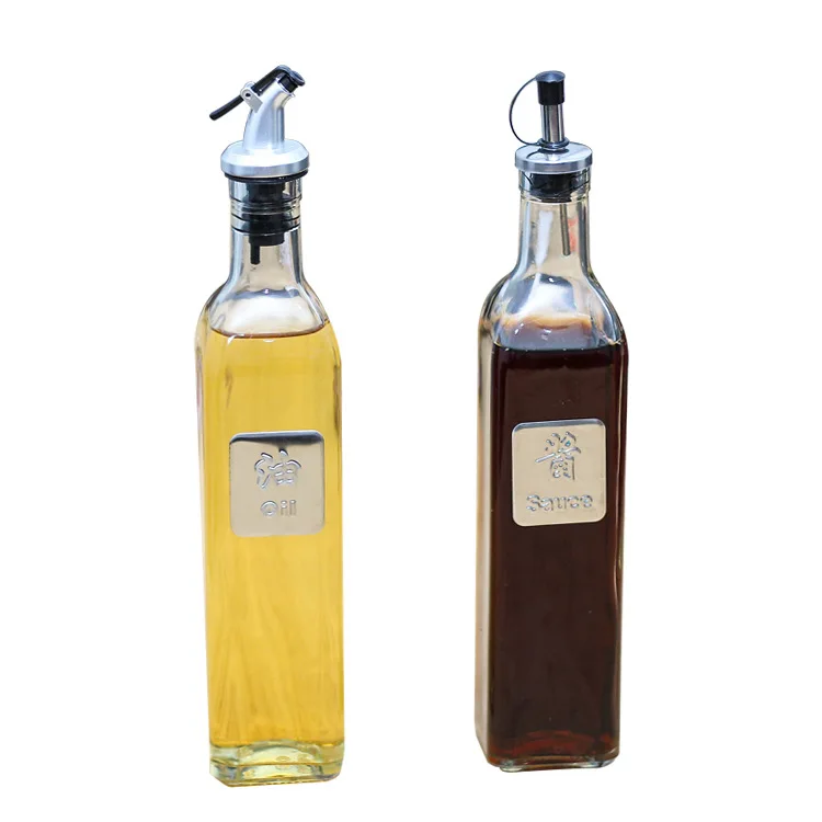 
500ML Round Glass Olive Oil Bottle Vinegar Sauce Bottle for Oiler Cruet, 250ML 100ML 1000ML 