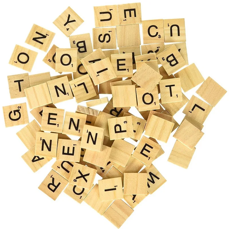 
Wooden Alphabet Tiles Black Letters Numbers For Scrabble Kid Child 