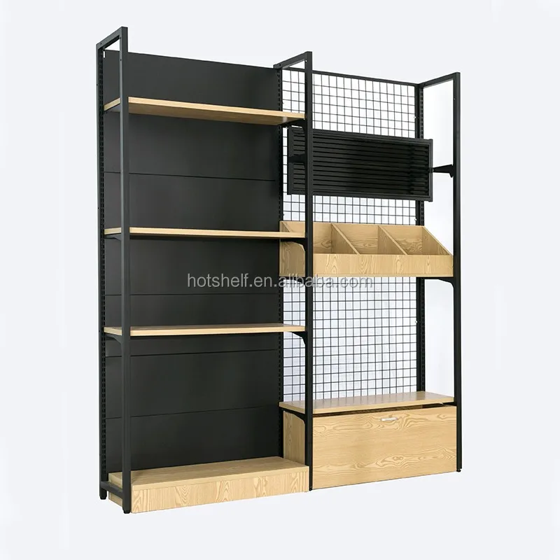 Good quality wholesale supermarket stand wood display shelf special design shelf supermarket