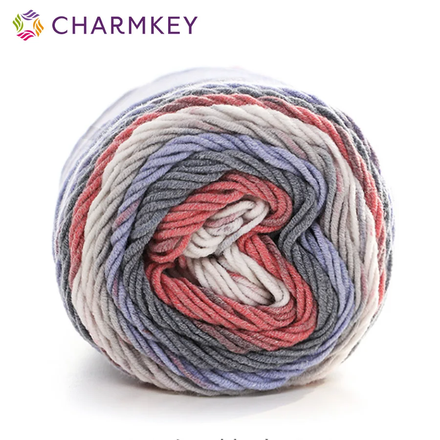 Оптовая продажа от производителя, пряжа для вязания, хлопчатобумажная Радужная цветная пряжа для вязания крючком