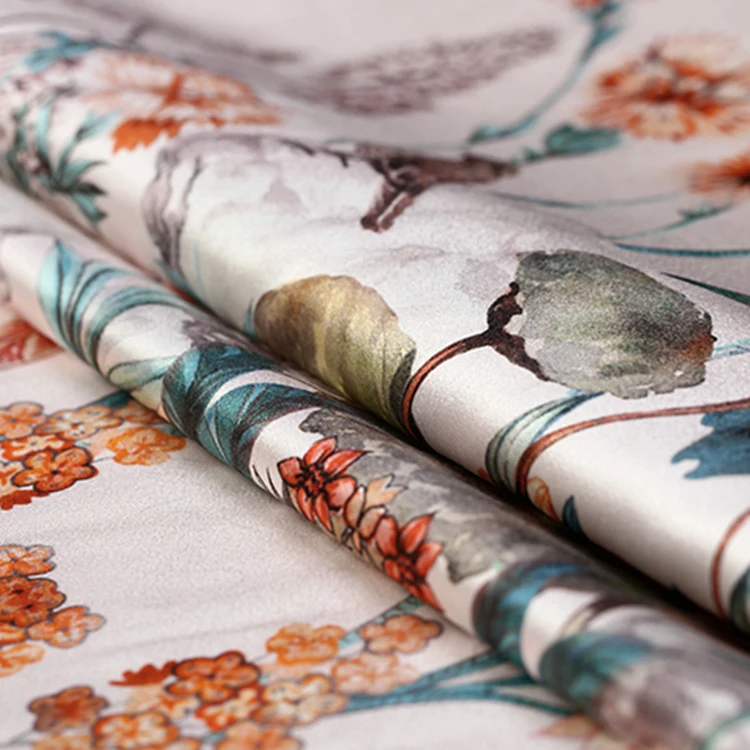 
Stylish Luxurious Style Printed 100% Silk Satin Woman Dress Clothes Fabric 