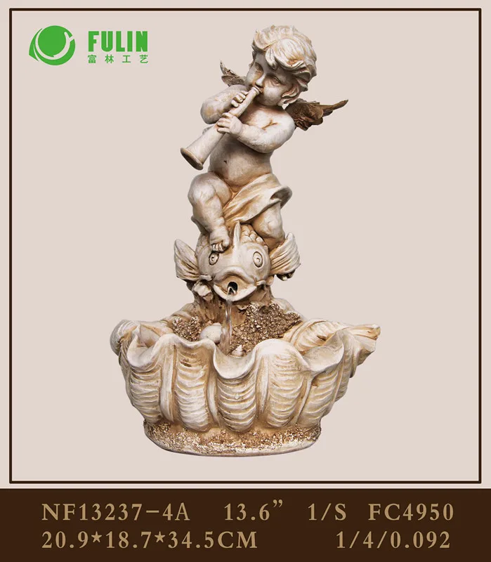 Factory customized resin angel water fountain indoor garden decorative waterfalls
