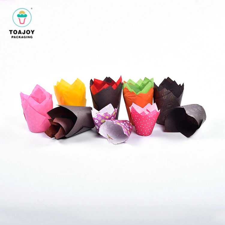 Biodegradable кекс случаи тюльпан формы кекс Лайнер газетная бумага выпечки чашки в Китае