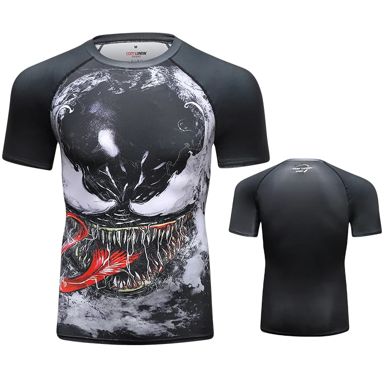 Guangzhou fengrui custom printing  3d venom gym t shirt designer newest sublimation sports  short sleeve t shirt