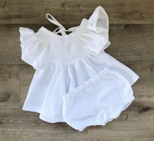 
Children Boutique Outfits 2-piece Baby Girl Linen Dress Top and Shorts Set Support OEM Wholesale In 2019 