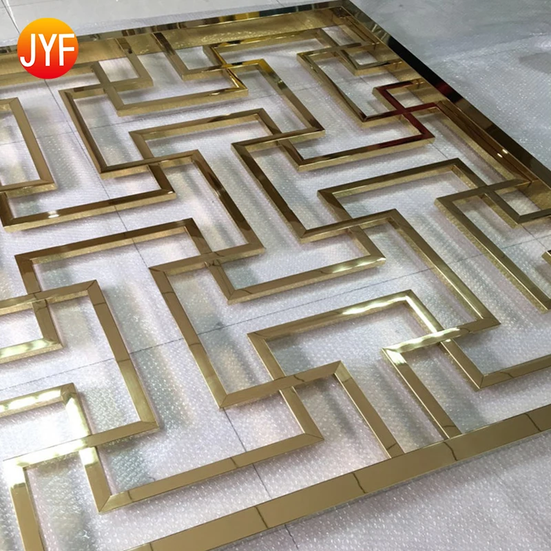 ZZ001 высококачественный Ti- gold Hairline полированный декоративный разделитель для комнаты из нержавеющей стали