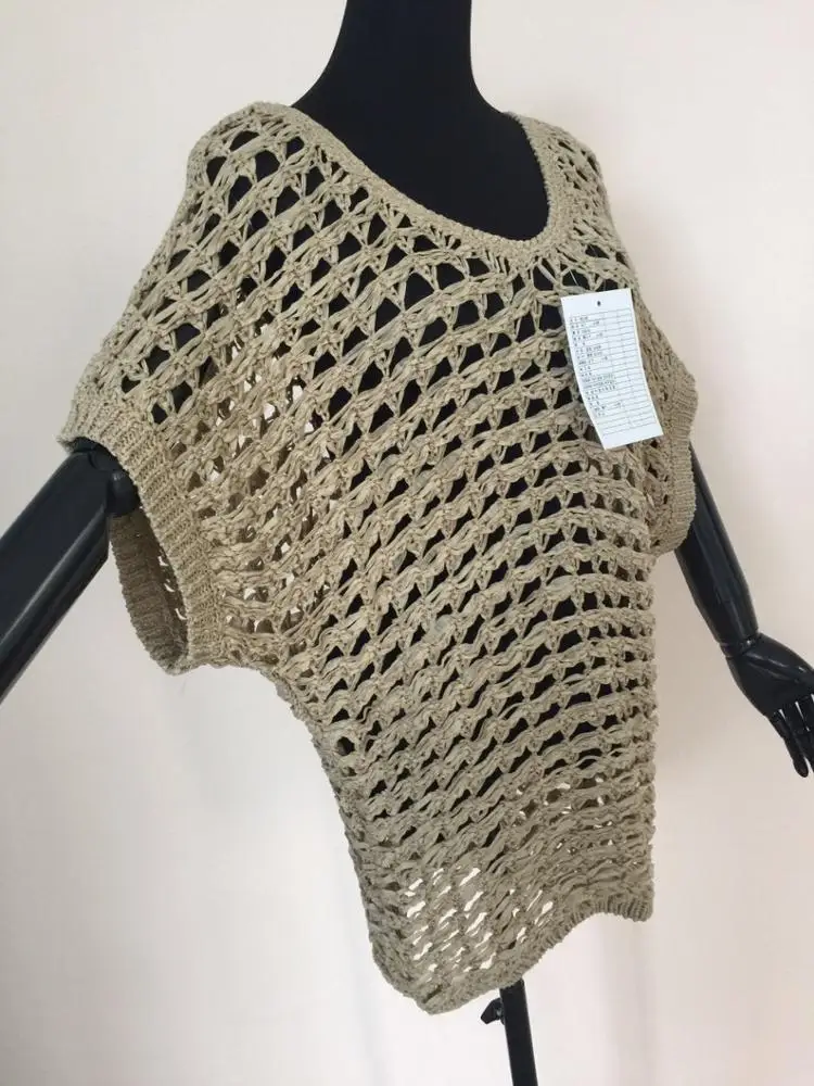 
2019 Summer latest women large size knitted loose pullover oversize hollow out sweater 