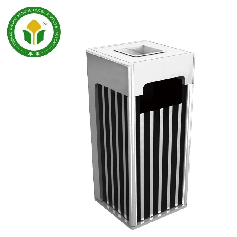 Customized colorful square metal rubbish bin ground ash barrel waste bin