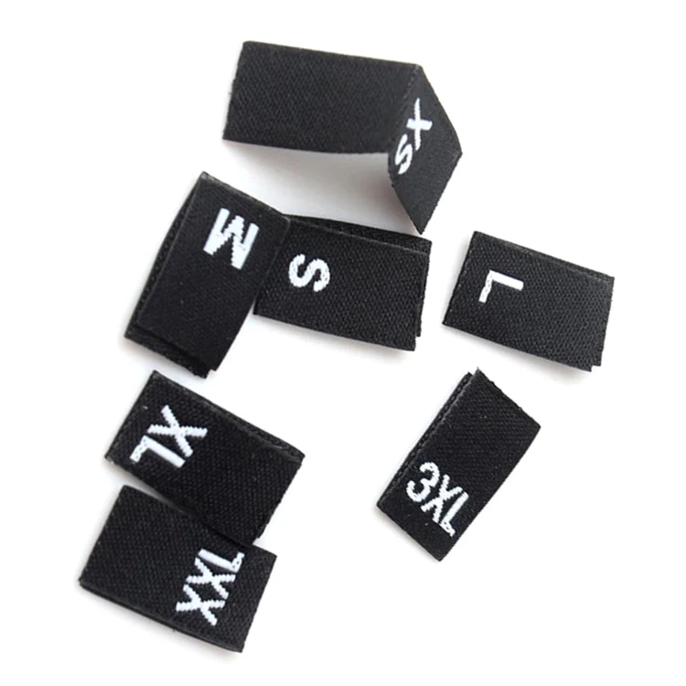 Garment Labels Manufacturer Customized Wholesale Center Fold Clothes Standard Woven Size Label for Clothing
