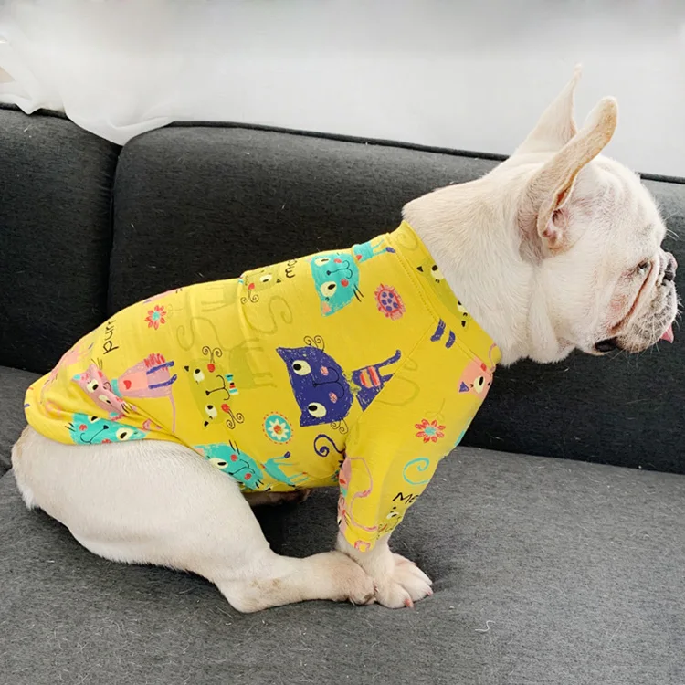 GMTPET Pet Clothes Apparel Factory Wholesale Cute Dog Clothes Cotton Pet Accessories Cat Printed French Bulldog Pet Clothes
