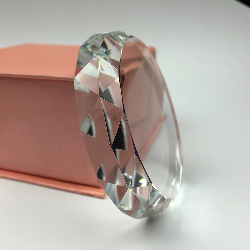 Top Quality Glass Paperweight Round Faceted Blank Crystal Paperweight