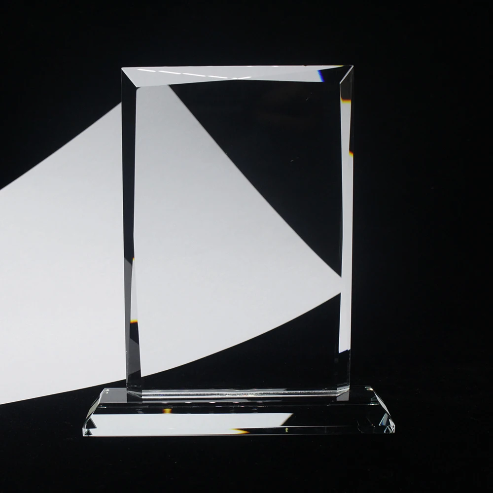 Factory price glass trophy plaque blank crystal glass trophy for laser engraving