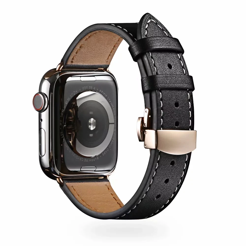 Ремешок для часов из натуральной кожи с застежкой-бабочкой Apple iWatch