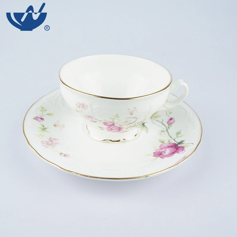 Chinese Supplier Ceramic Coffee Cup Fine Bone China Tea Cup Set With Saucer