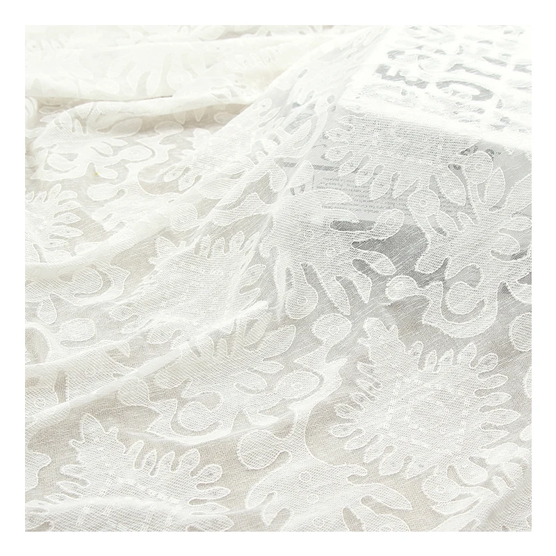 
Wholesale French fashion high quality white tulle burnt fabric for clothing 