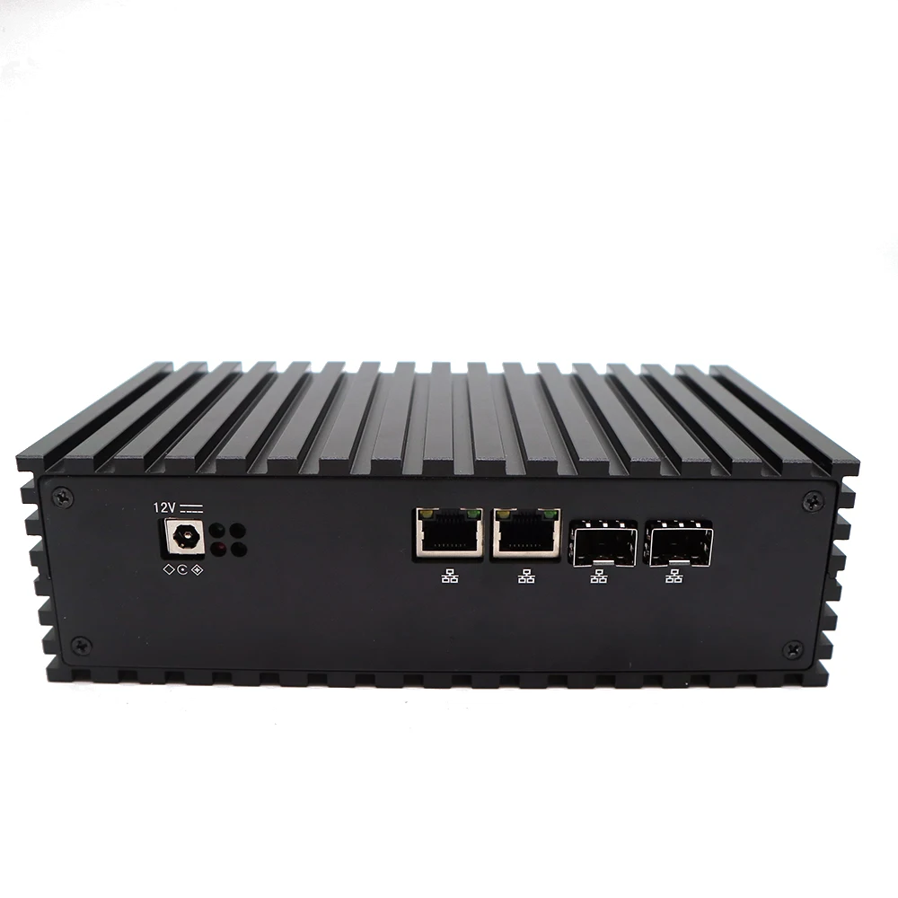 x86 fanless linux mini pc server router intel multi lan sfp industrial pfsense firewall barebone