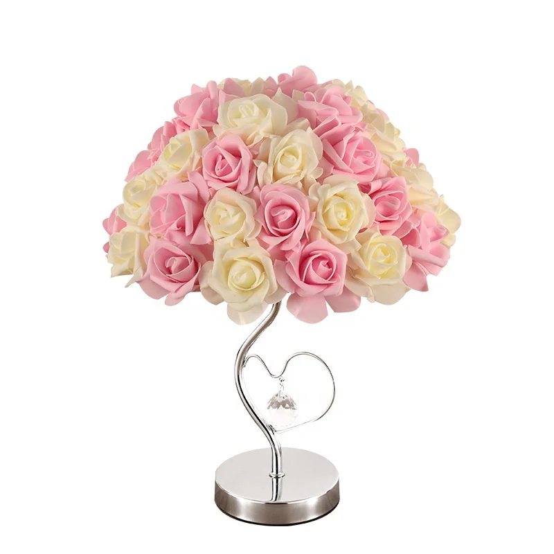 Factory wholesale wedding decoration bedside colorful Rose desk lamp