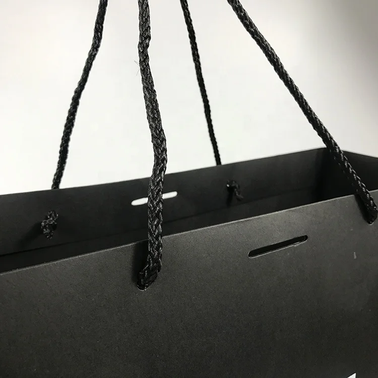 
High Quality Fancy Custom Black Printed Luxury Gift Paper Shopping Bags 