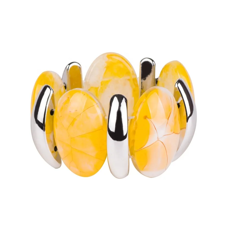 2019 Hot Selling Customized Women Design Best Wholesales Silver Metal Colour Amber Colour Resin Bracelet Bangle For Summer