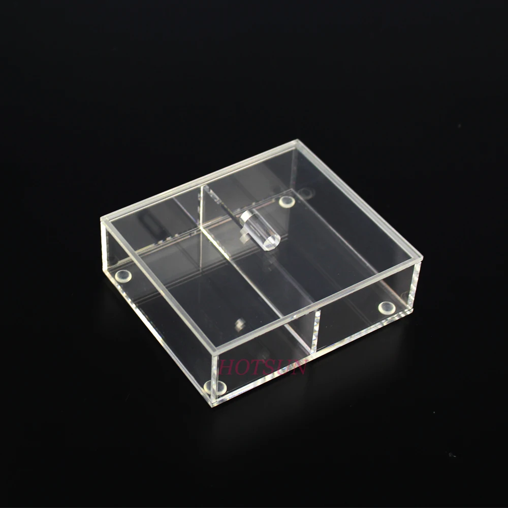 Custom 2 Compartments Organizer Bin Transparent Plastic Storage Box with Cover Lid Clear Small Acrylic Box