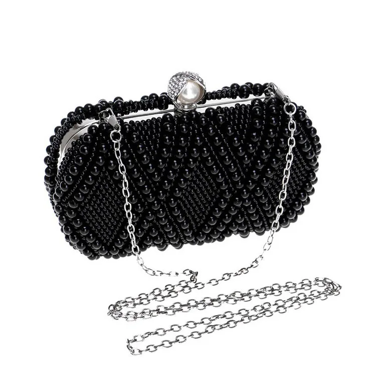 New Chain Evening Party Clutch Pearl Dinner Bag Lady Banquet Bag Night Dress Bag Square