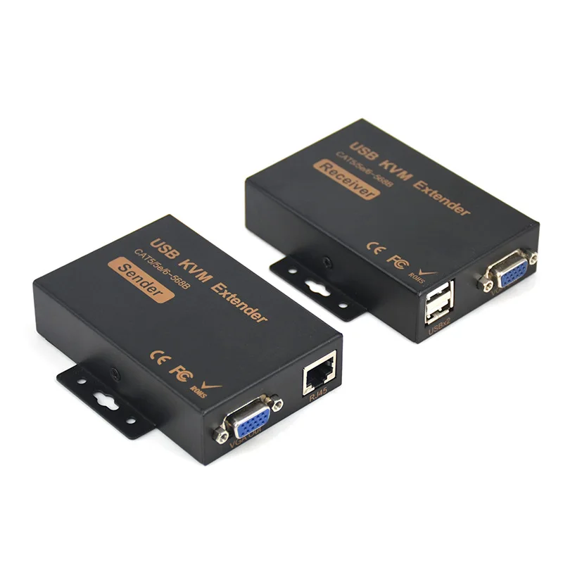 VGA KVM Extender над UTP Cat5 сплиттер удлинитель VGA клавиатуры и мыши K/м USB удлинитель 300м 200м