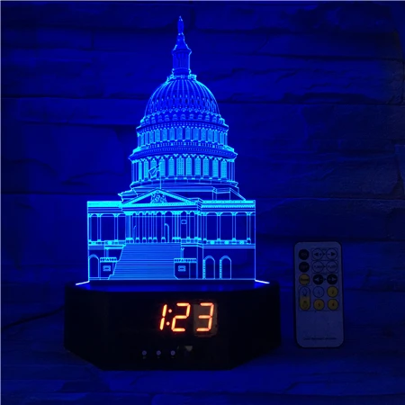 Tourist Attractions Type Innovative Time Alarm Clock LED Illusion Night Light Acrylic 3D Lamp