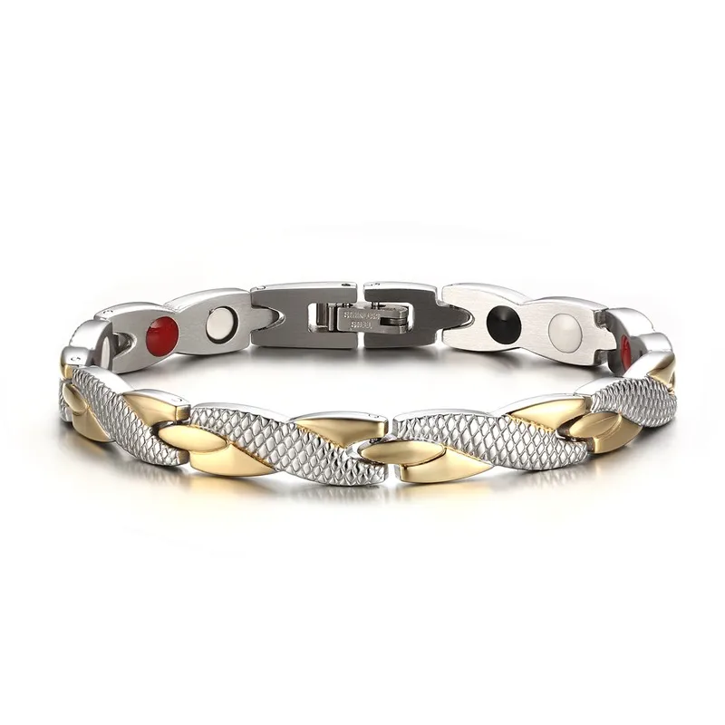 
Wholesale new design stainless steel women charm health stone bracelet 