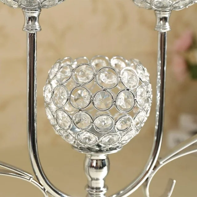 Whole Sales 5 arms Candelabra Metal Candlesticks Crystal Candle holders for Wedding Party Table Centerpieces for Home Decor