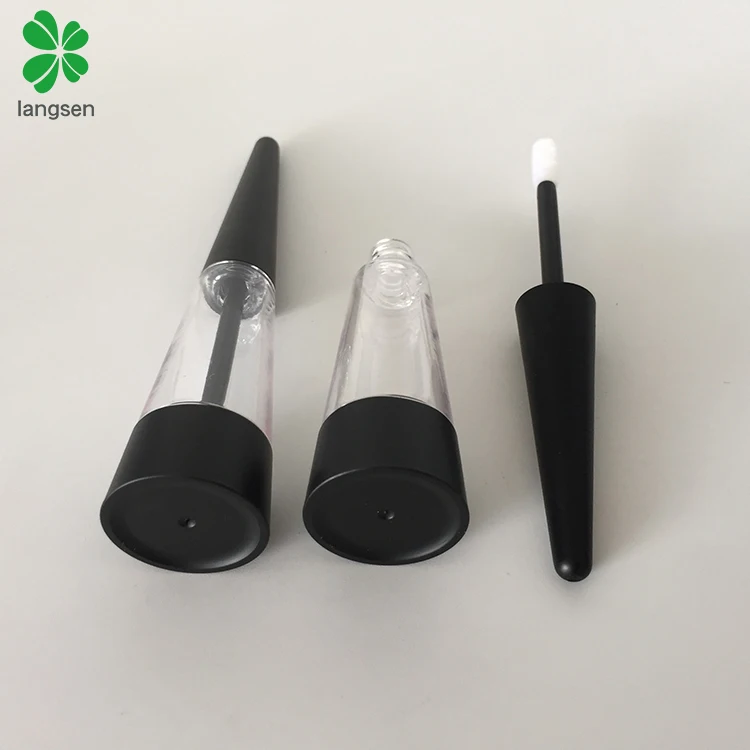 Unique plastic taper cone shape lip gloss tube, triangle shape lip gloss tube container pravite label