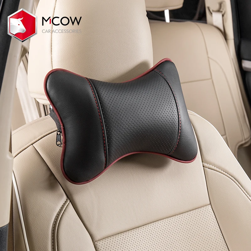 Mcow 2021 Fashion Leather Adult Lumbar Rest Pillow Back Waist Support Car Seat Cushion