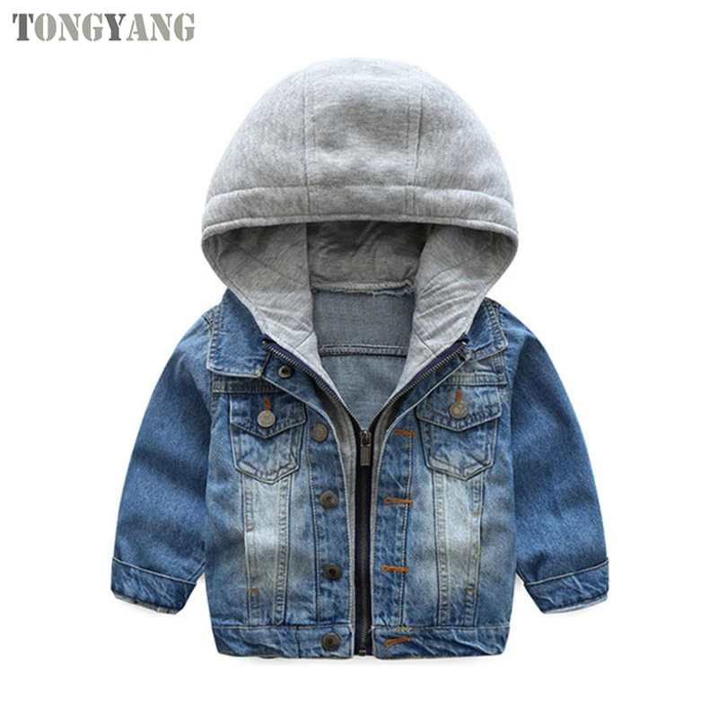 TONGYANG 2022 Kids Denim Jacket Boys Jean Coat Clothing Fashion Causal Children Outerwear Cowboy Toddler Hooded 2-8yrs