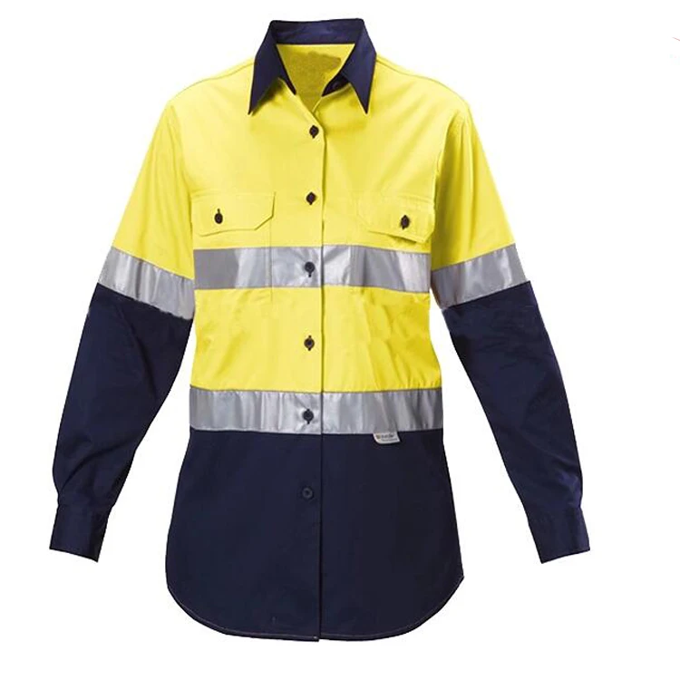 High Visibility Reflective Safety Construction Coal Mining Orange Work Shirts With Reflector