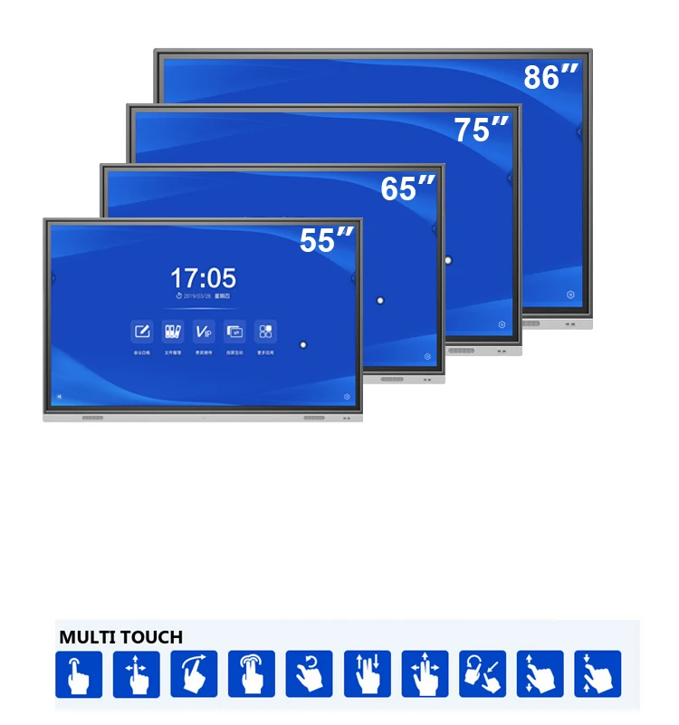  55-дюймовый интерактивный доска с 4K UHD панели сенсорного экрана и Android /Windows Dural системы для