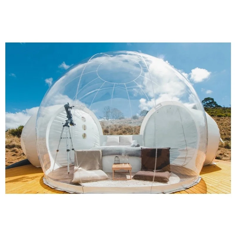 Romantic 2 Channel Clear Dome Amusement park Inflatable Bubble Tent PVC Igloo Camping Tent/Bubble House For Sale