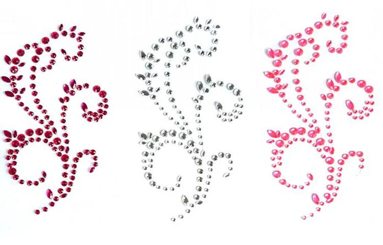 Custom Flower Vintage wall laptop glass Decor Rhinestone Flourish Sticker for Paper craft