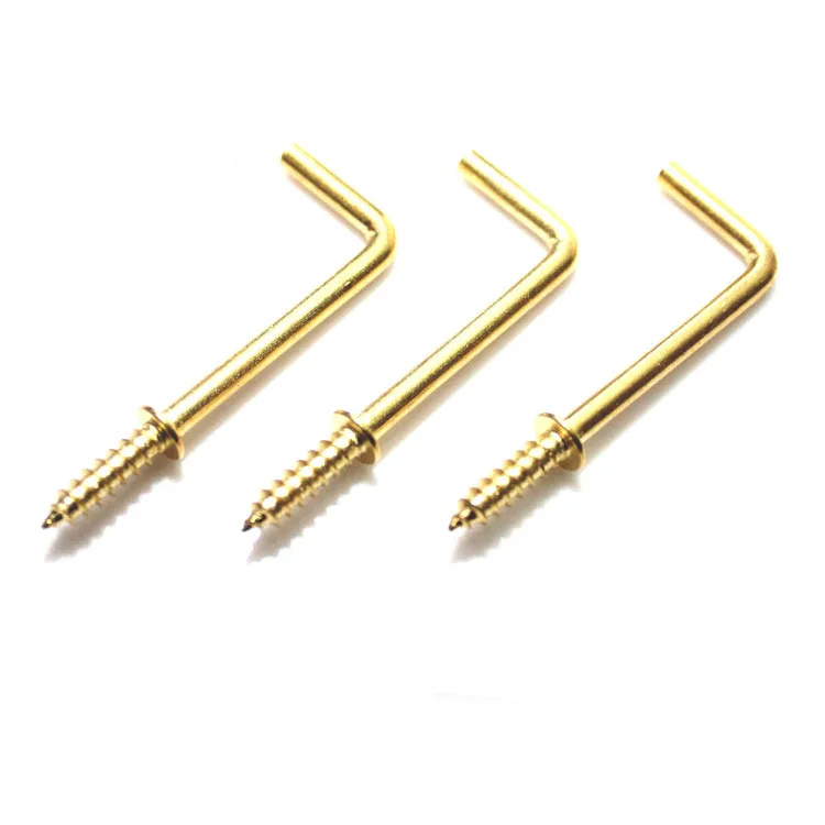 Self Tapping Screw Golden Color L shape key hooks eye bolt wooden hook screw