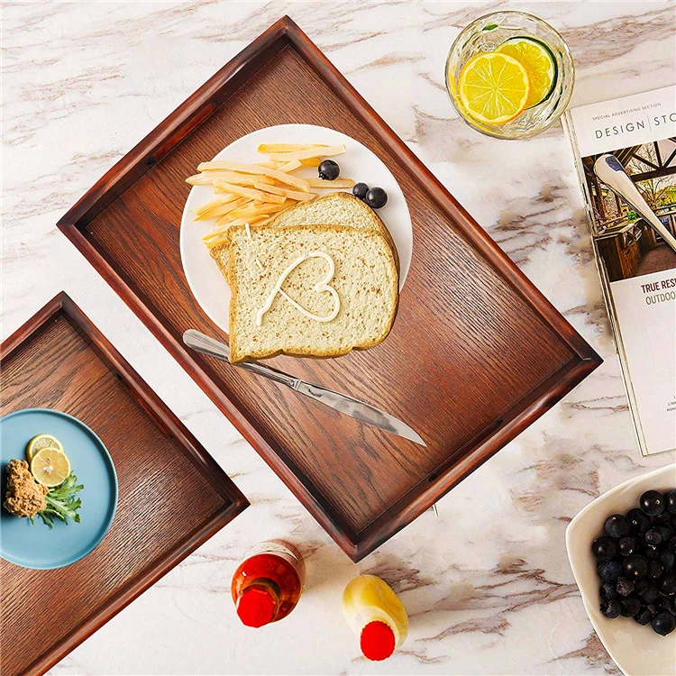 Custom Decorative Rectangular Wood Dinner Food Tray
