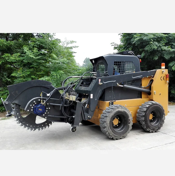 Skid steer loader rock saw trencher