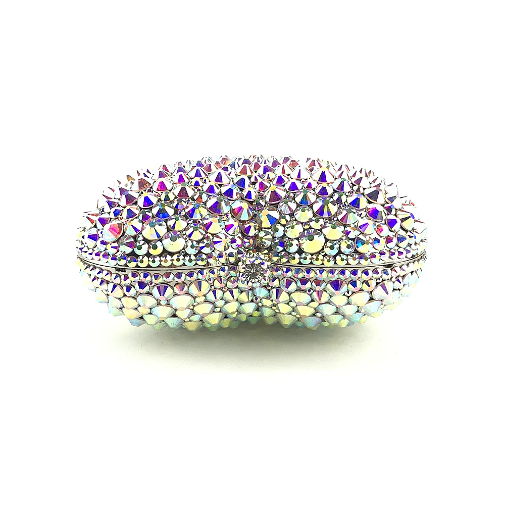 
OC3560 Guangzhou handmade heart shape crystal custom clutch purse 