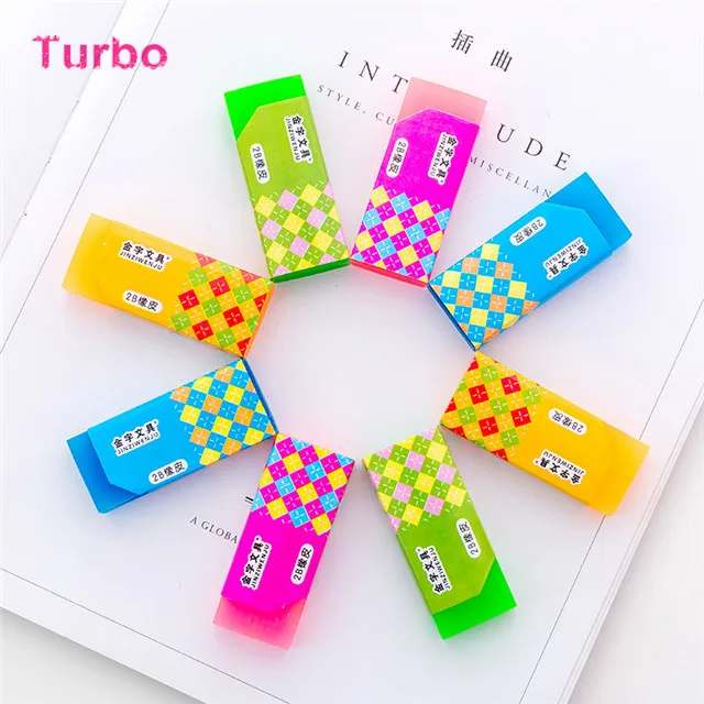 
2019 china top ten selling products custom made novelty stationery cartoon candy color pencil rubber erasers 