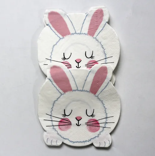 die cut Napkins in the shape of a rabbit cut edge