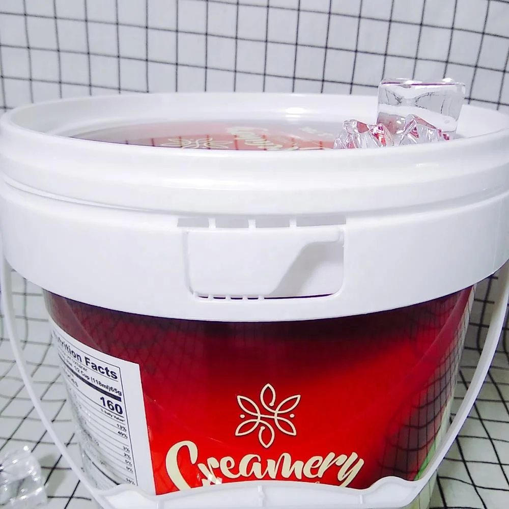 Custom Food Grade 1Gallon  Round  Plastic Bucket with Lid and Handle for Ice Cream