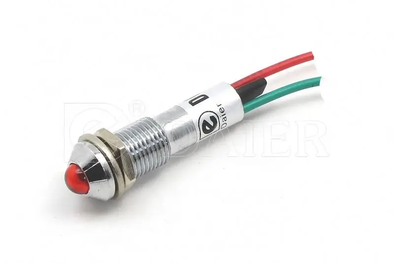 
8MM Mounting Size Wired Terminal Metal Indicator Light 220V AC 