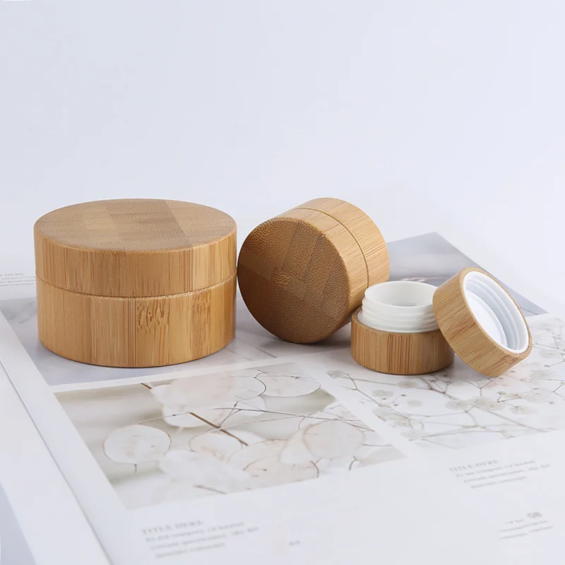 
High end empty wooden plastic cream jar for cosmetic packaging 