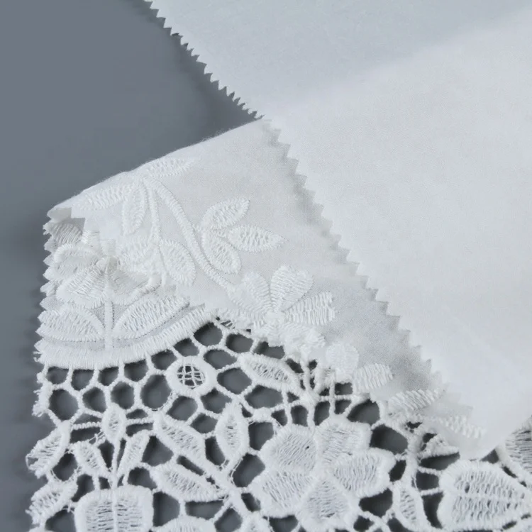 Newest single border embroidery voile material woven swiss cotton fabric textile