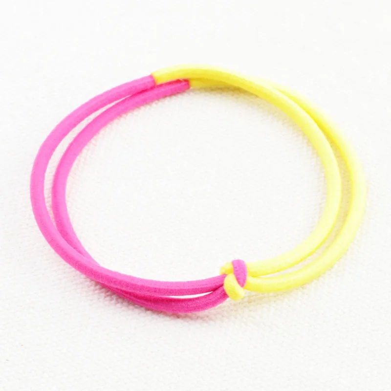 Durable simple design seamless connection bicolor elastic hair band, knot hair tie bracelet