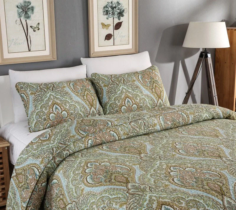 beautiful chinese moire printed patchwork quilt bed sheet