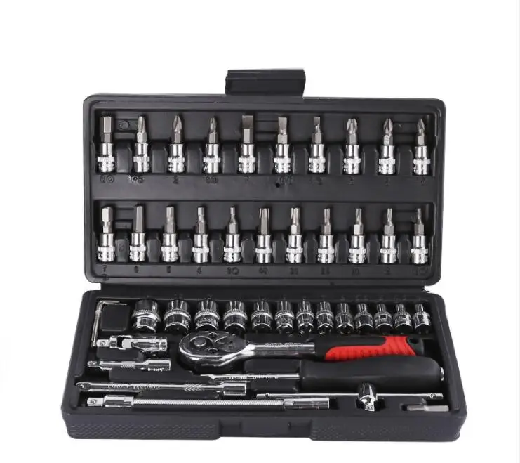 46 in 1 ratchet wrench sleeve repair tools set auto hand tools household tool set