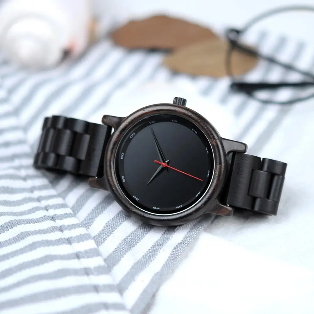 BOBO BIRD Ebony Wood Watches Japan Movt Quartz Wrist watch with wooden band